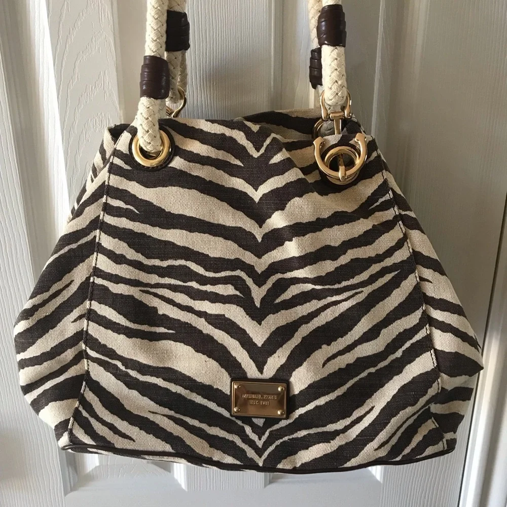 Michael Kors Marina Anchor Zebra Print Bag